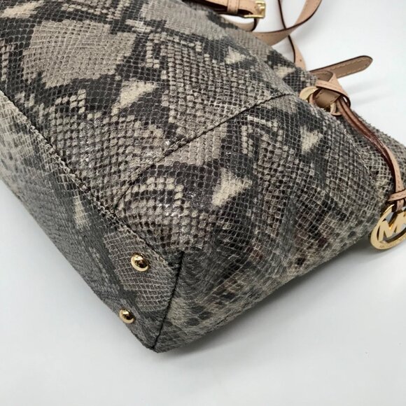 Michael Kors Gray Python Embossed Leather Shoulder Bag - Picture 8 of 10